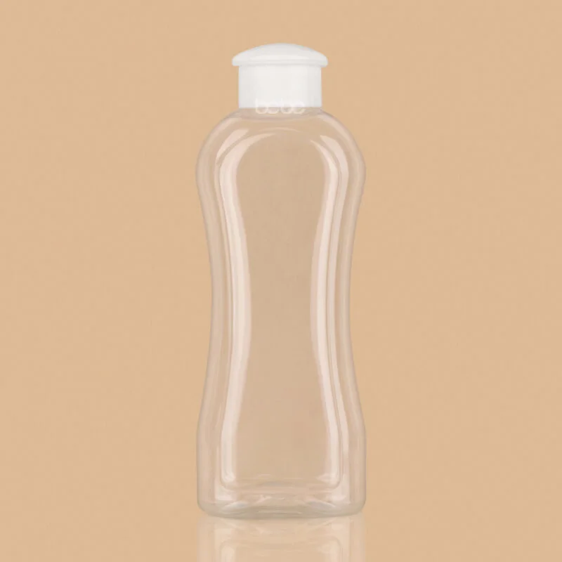 200ml-jasmine-25-nk-trans-with-white-dabur-cap_-800x800 Empty 200ml clear PET Jasmine hair oil bottle with a white flip-top cap.