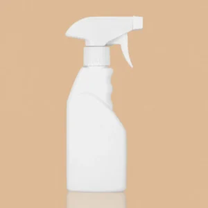 250ml white HDPE spray bottle with a trigger pump for glass cleaner.