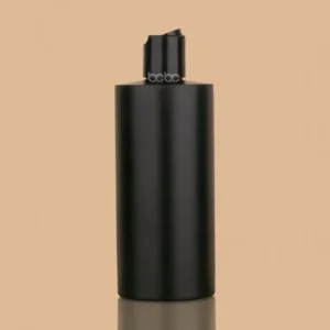 Matte black 400ml HDPE cylindrical bottle with a matching black disc top cap.