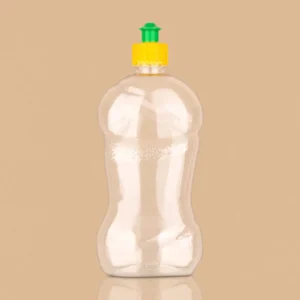 Clear 500ml PET Vim bottle with a yellow and green pull-push cap.