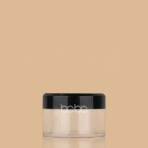 Transparent 15g SAN cylindrical cosmetic jar with a glossy black screw-on cap.