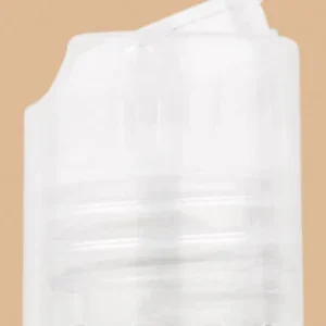 Transparent plastic disc top cap for bottles.