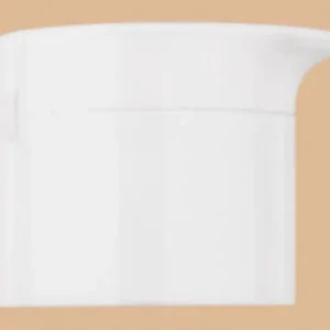 White plastic flip-top dispensing cap with a smooth finish, shown in a side-profile view.