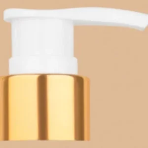 Clear PET Boston bottle with a white flip-top cap and a gold ring accent.