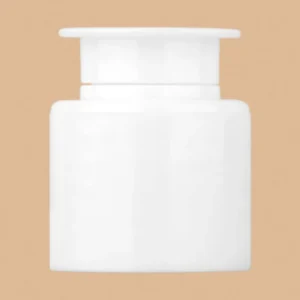 Plain white wide-mouth plastic screw cap for pharmaceutical or cosmetic jars.